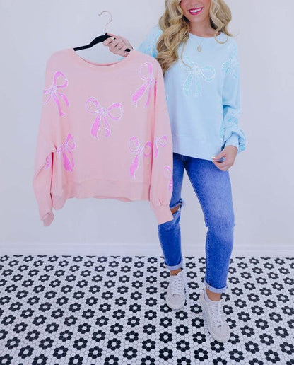 Women's Bows Sequin Oversized Sweatshirt (Buy 2 Free Shipping)