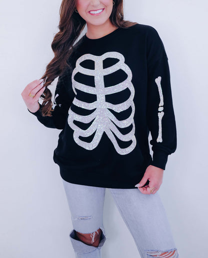 Women's Heart Skeleton Sequin Embellished Sweatshirt (Buy 2 Free Shipping)