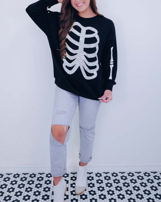 Women's Heart Skeleton Sequin Embellished Sweatshirt (Buy 2 Free Shipping)