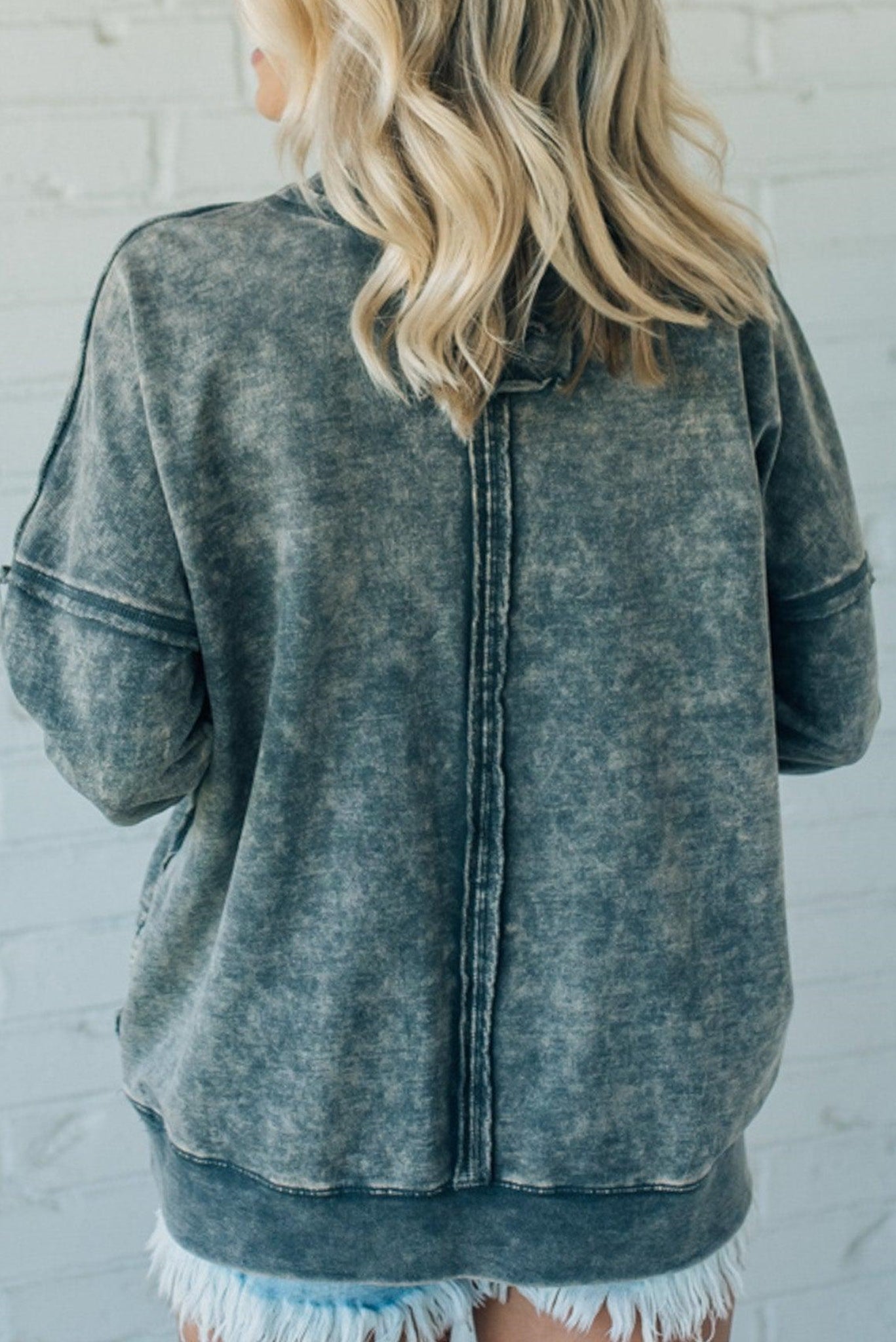 Women's French Terry Acid Wash Pullover (Buy 2 Free Shipping)