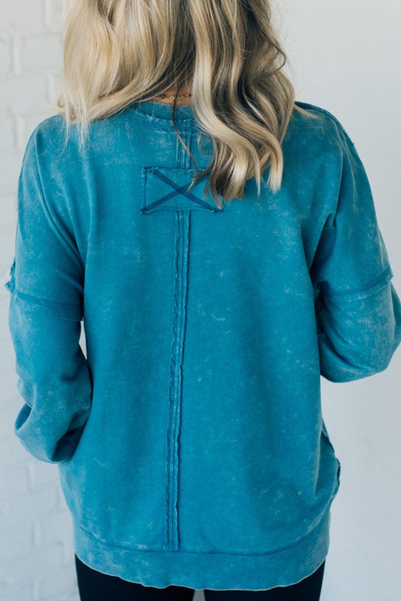 Women's French Terry Acid Wash Pullover (Buy 2 Free Shipping)