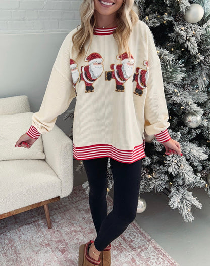 Women's Skating Santa Sequin Pullover (Buy 2 Free Shipping)