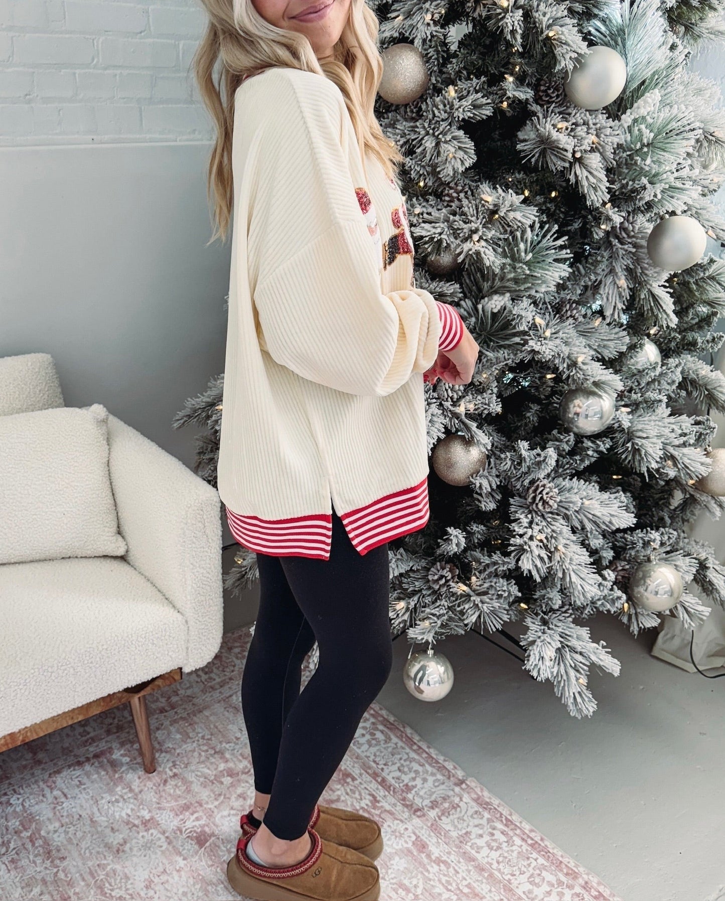 Women's Skating Santa Sequin Pullover (Buy 2 Free Shipping)