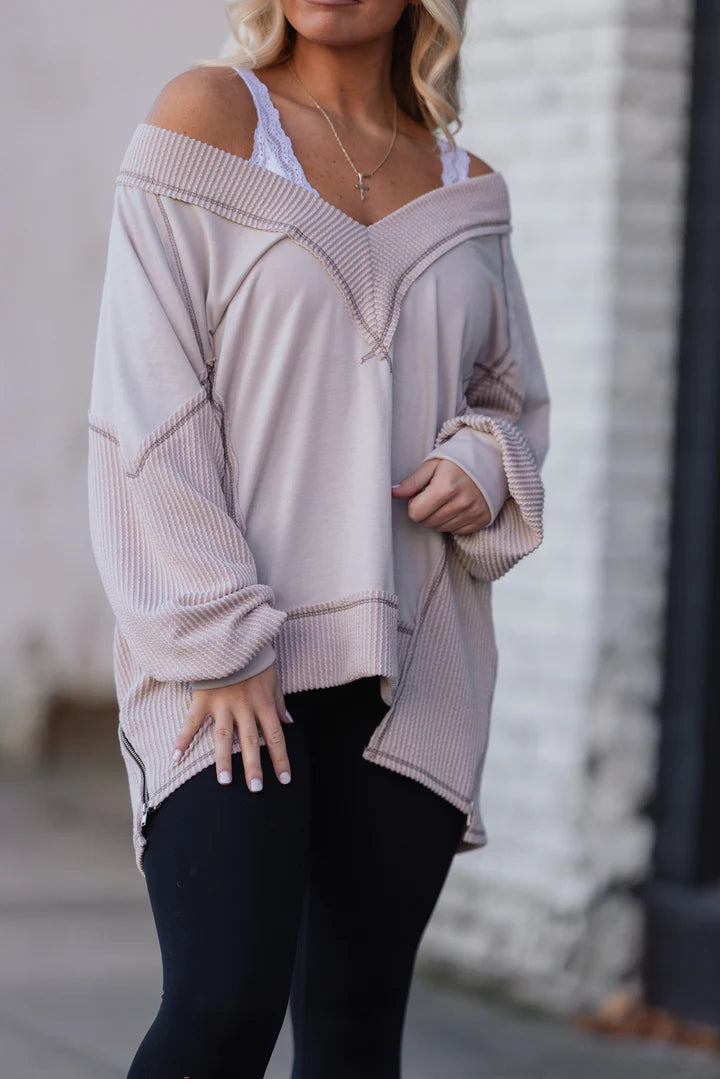 Women's V-Neck Loose Long Sleeve Top (Buy 2 Free Shipping)