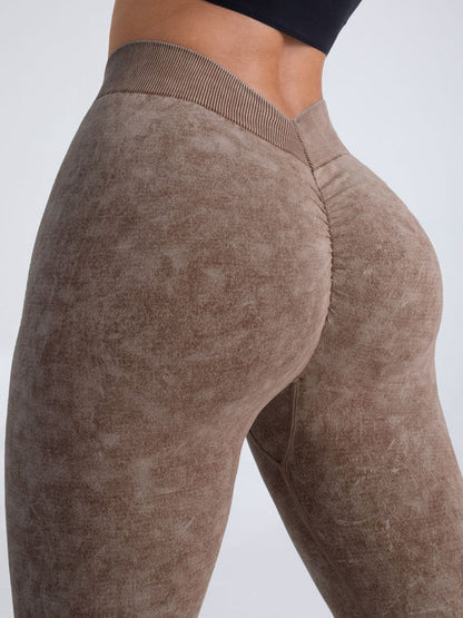 Female Denim Deep V Back Scrunch Bum Leggings