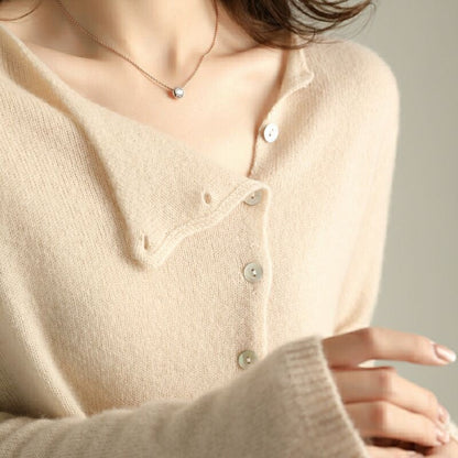 Multi-Colored Plain Long Sleeve Sweater with Skin-Friendly Texture