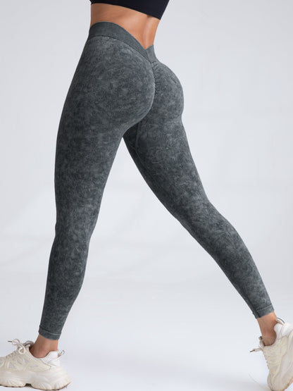 Female Denim Deep V Back Scrunch Bum Leggings