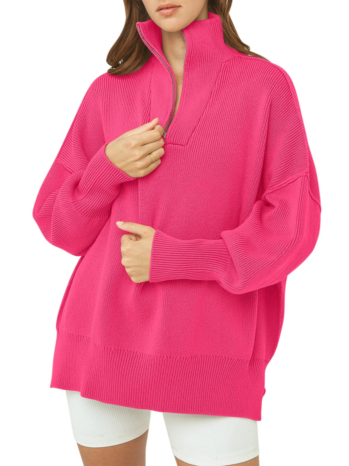 Women's Oversized Quarter Zip Sweater Pullover (Buy 2 Free Shipping)