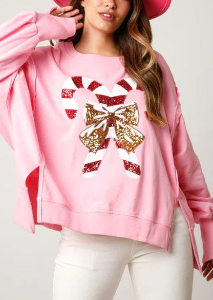 Women's Candy Cane Sequin Sweatshirt (Buy 2 Free Shipping)