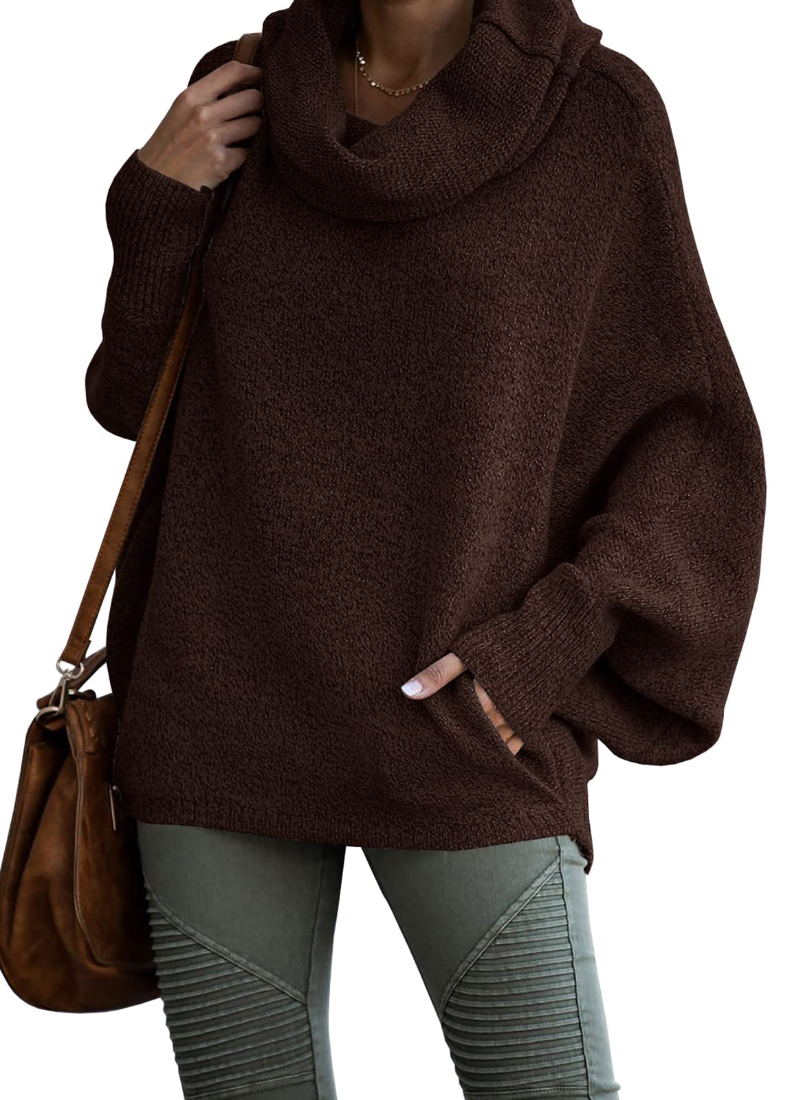 Women's Cowl Neck Pullover Sweaters with Pockets (Buy 2 Free Shipping)