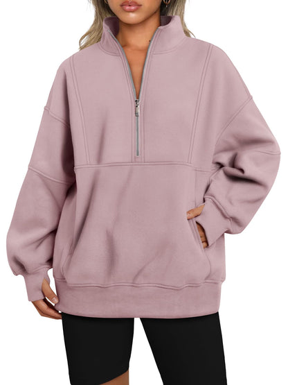 Women's Half Zip Oversized Sweatshirt with Pockerts (Buy 2 Free Shipping)