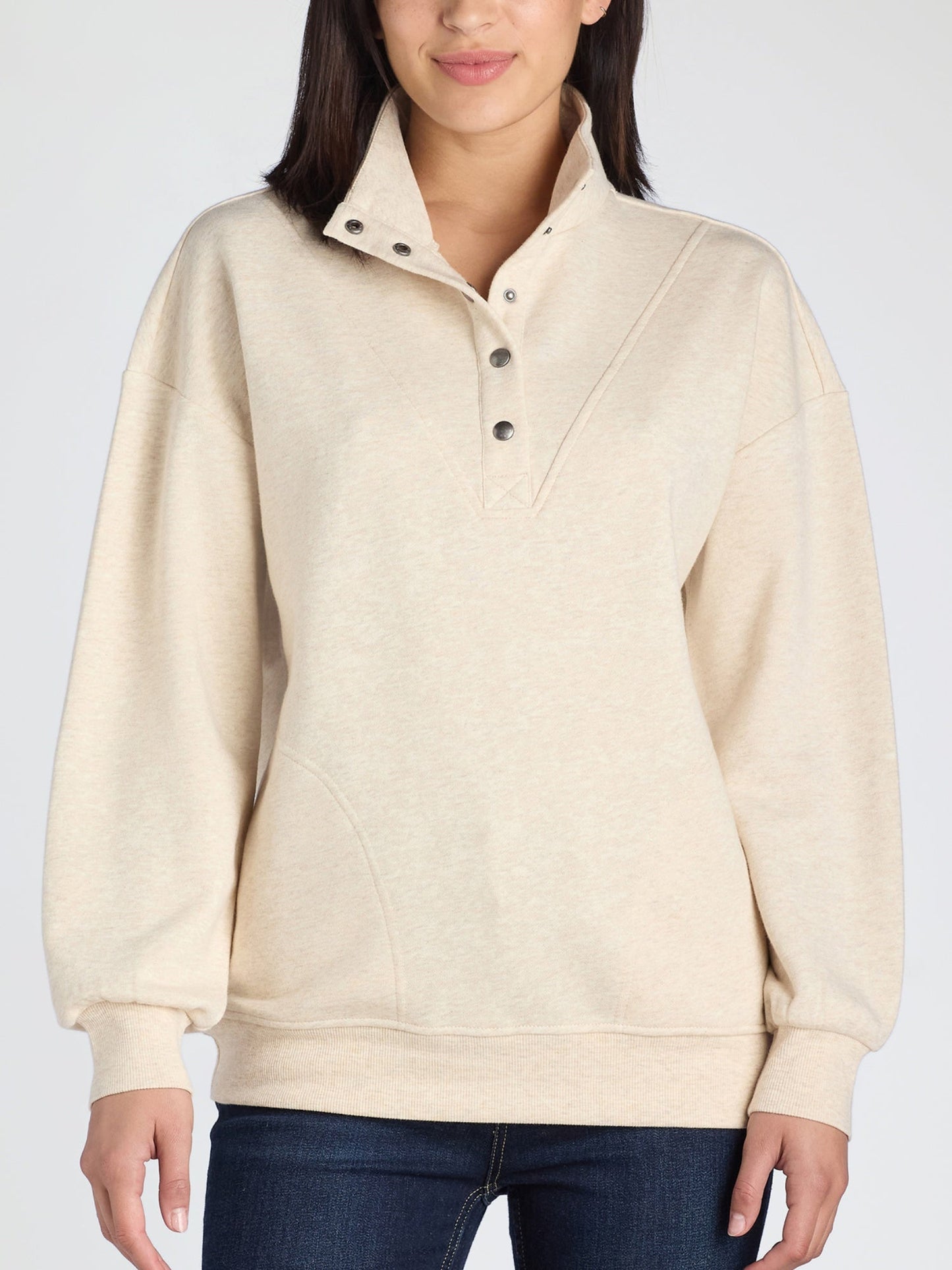 New Mock Neck Henley Pullover Sweatshirt (Buy 2 Free Shipping)