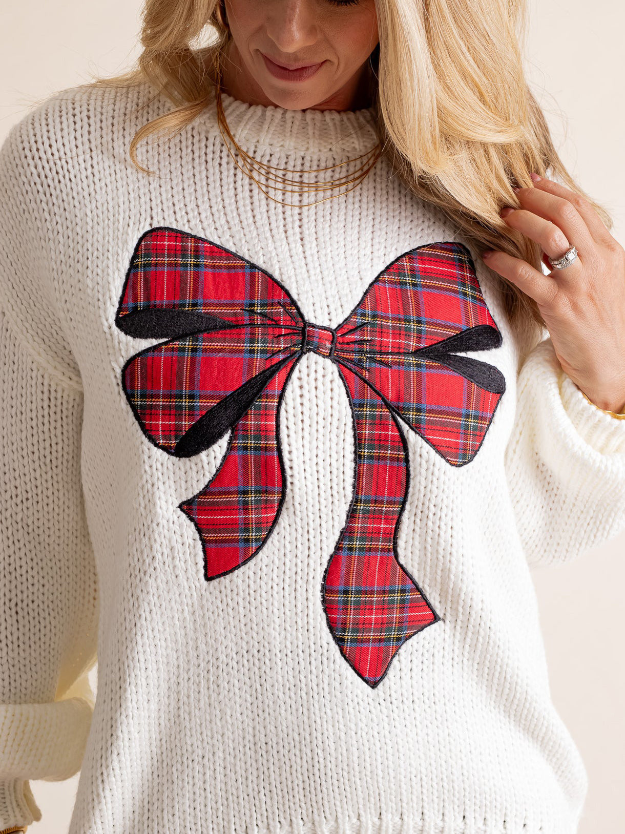 Women's Plaid Bow Sweater (Buy 2 Free Shipping)