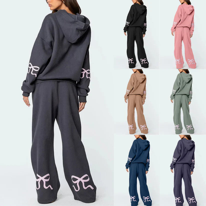 Women's Bow Detail Hoodie Sweat Set