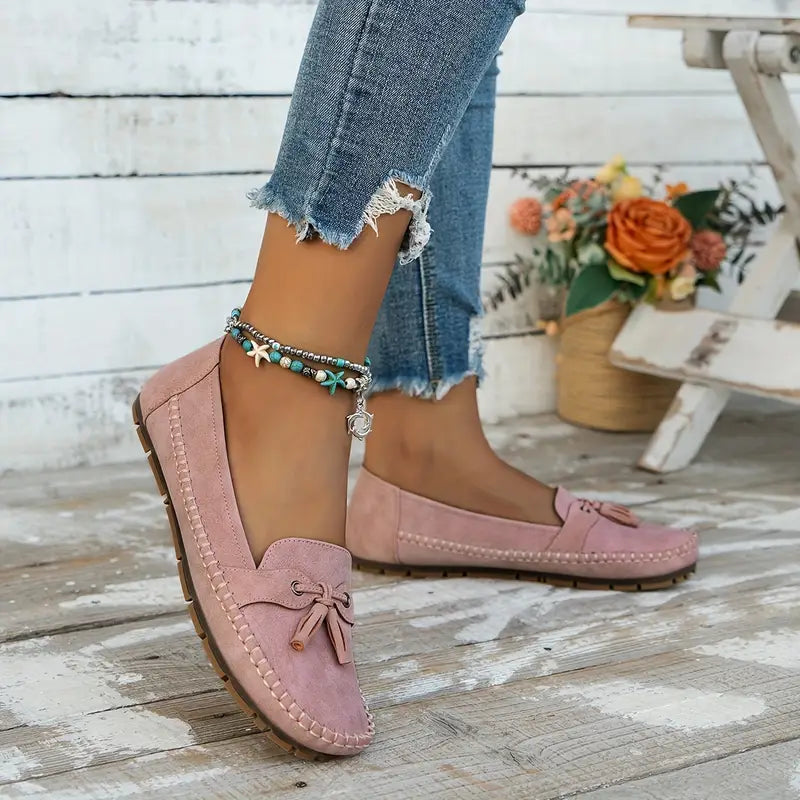 Women's Comfortable Soft Vintage Style Bow Embellished Loafers