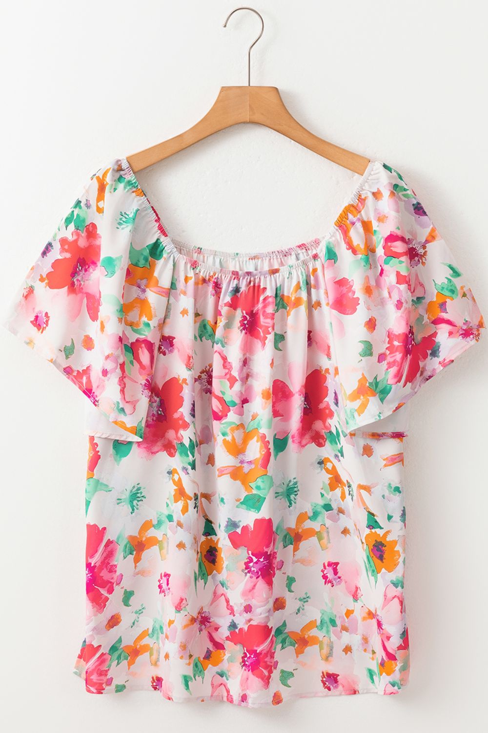 Floral Print Blouse with Angel Sleeves