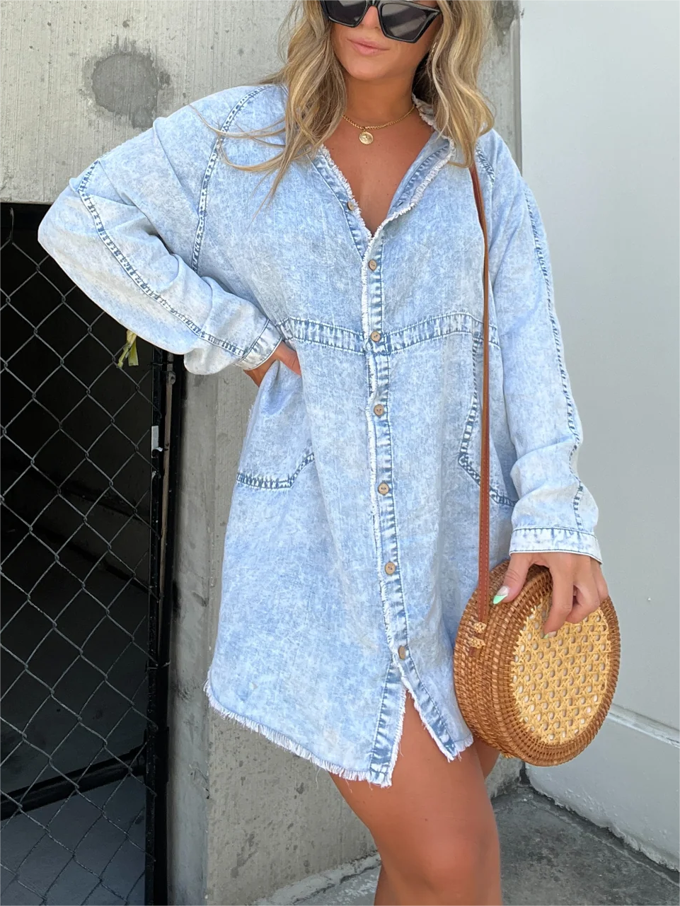 New Women's Washed Denim Tunic (Buy 2 Free Shipping)