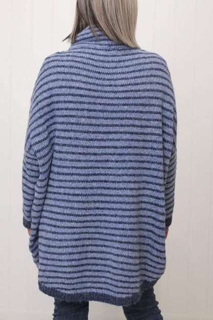 Multi-Colored Striped Skin-Friendly Texture Long Sleeve Wool Jumper